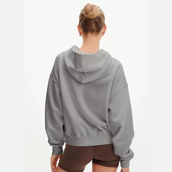 Moda Yarım Fermuarlı Kapüşonlu Sweatshirt