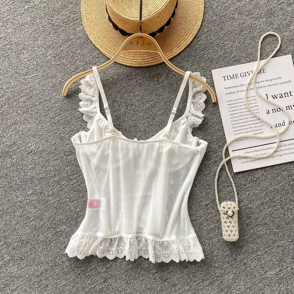Saray Danteli Patchwork Balık Kemiği Askılı Bluz