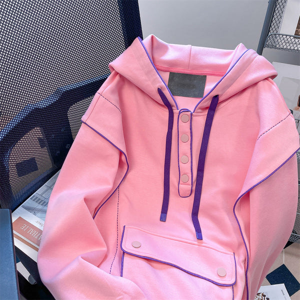 Niş Renk Bloklu Pembe Sweatshirt