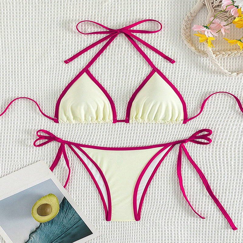 Renkli Seksi Yırtık Bikini Mayo