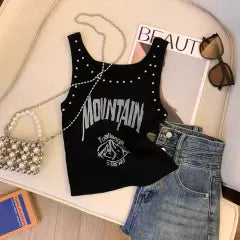Şık Studlu Monogram Baskılı Atlet