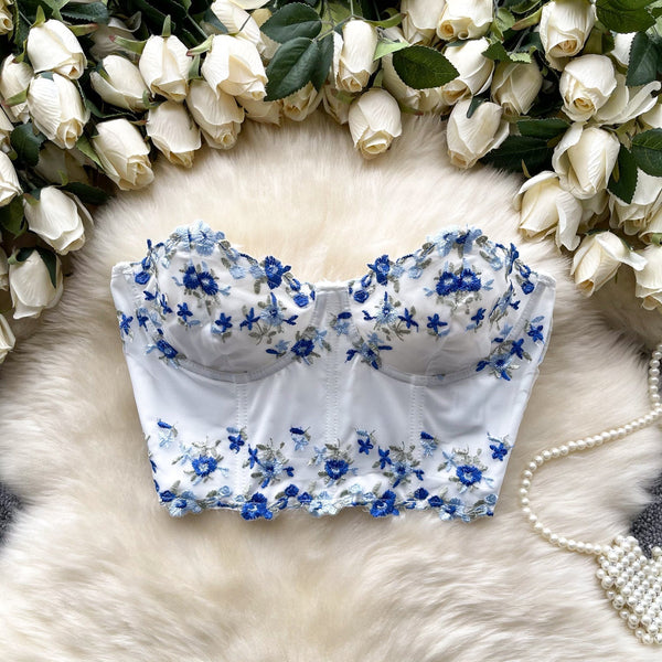 Off-shoulder Çiçek İşlemeli Dantel Bluz