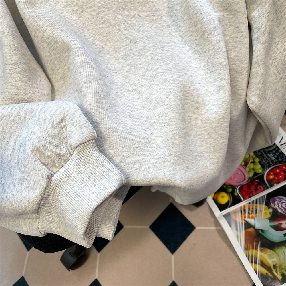 Fermuarlı Polo Yaka Bol Sweatshirt