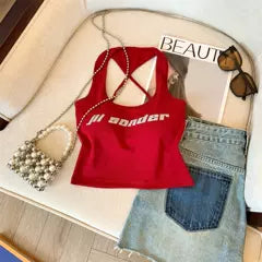 Hottie Monogram Baskılı Halter Üst