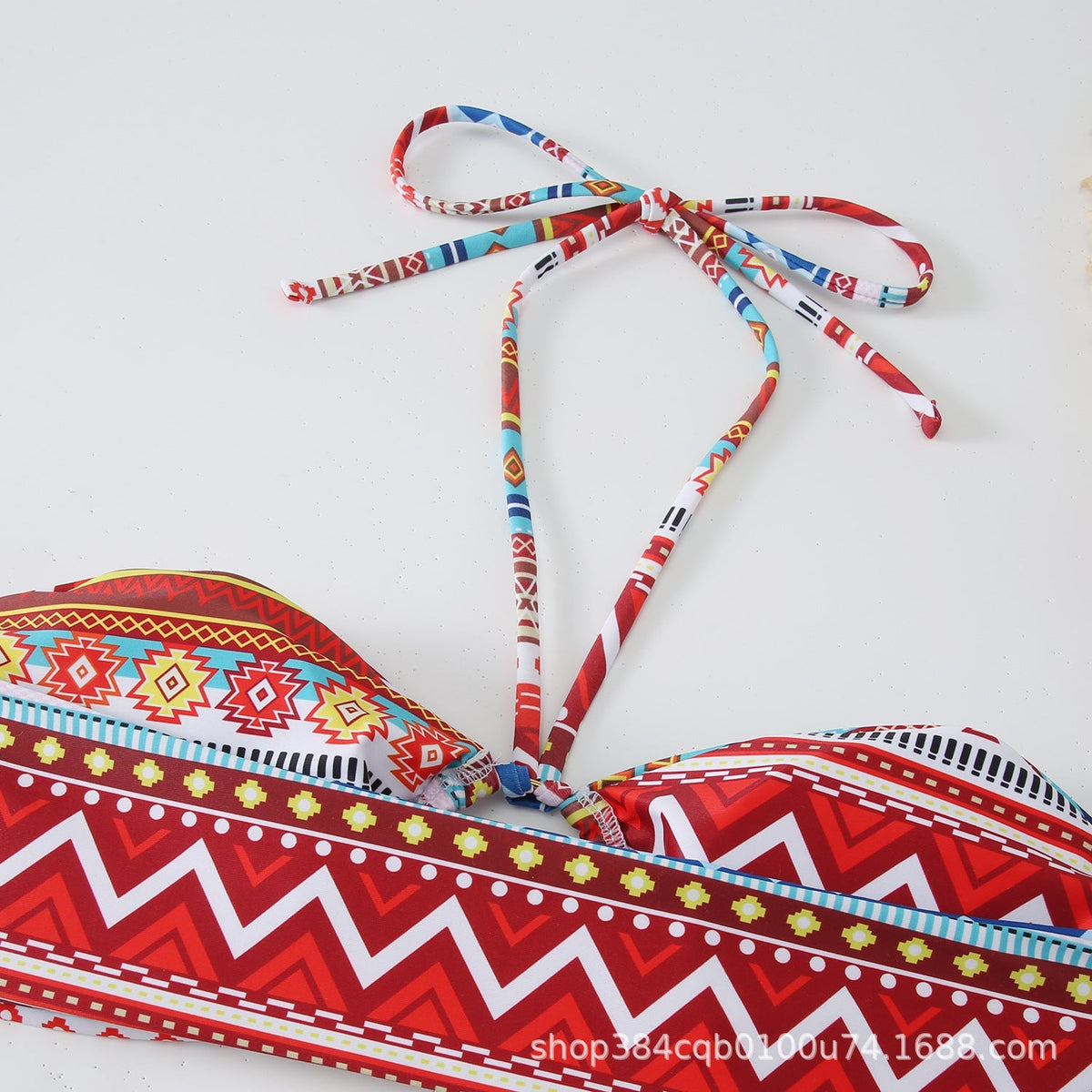 Baskılı Antik Stil Askılı Asılı Boyun Bikini