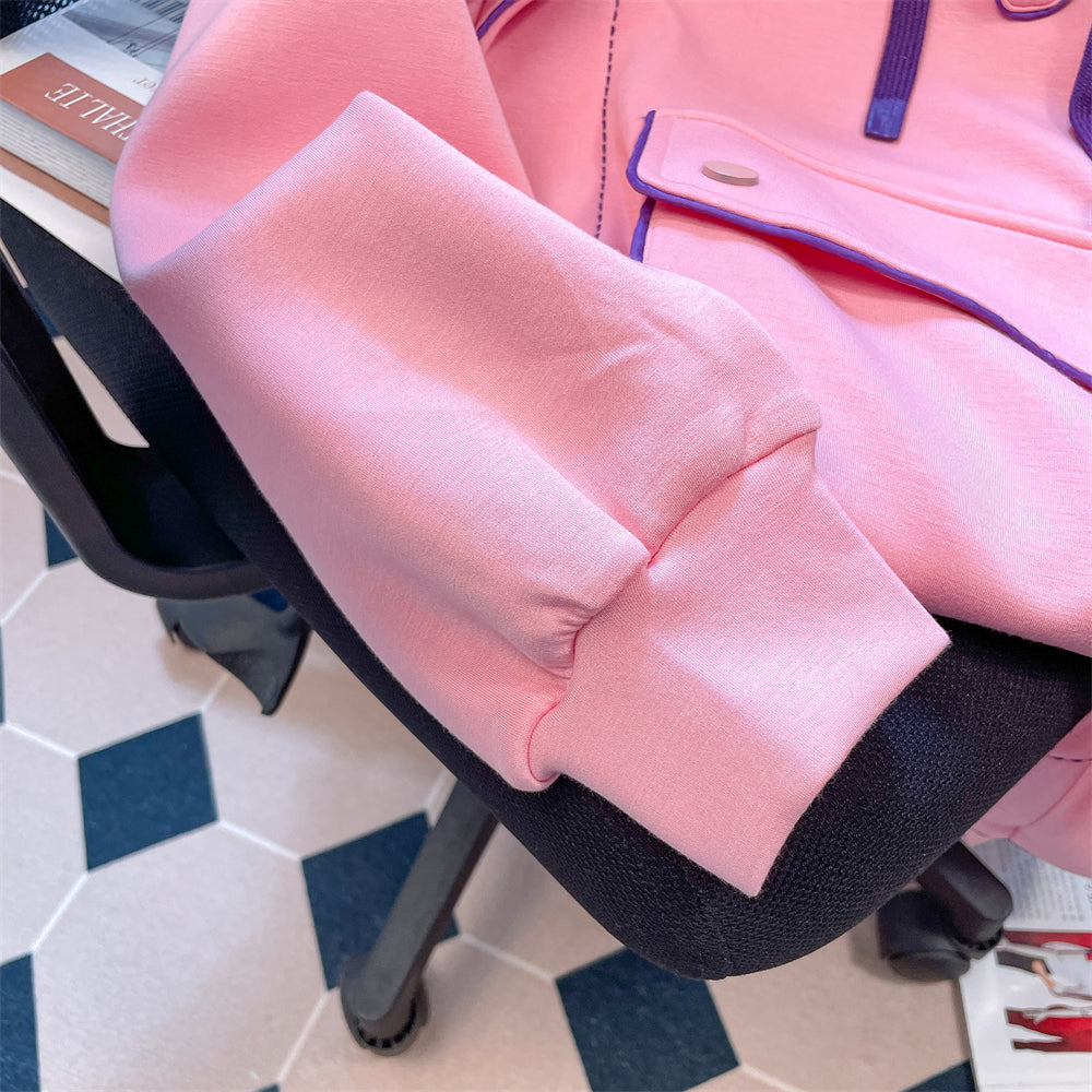 Niş Renk Bloklu Pembe Sweatshirt