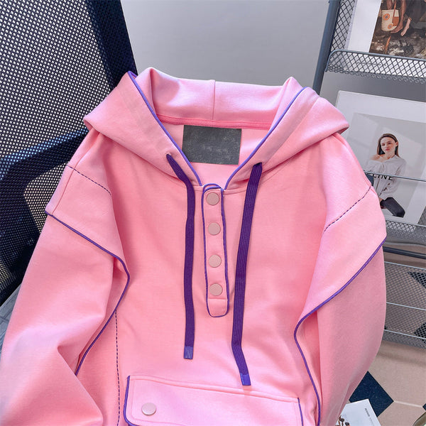 Niş Renk Bloklu Pembe Sweatshirt