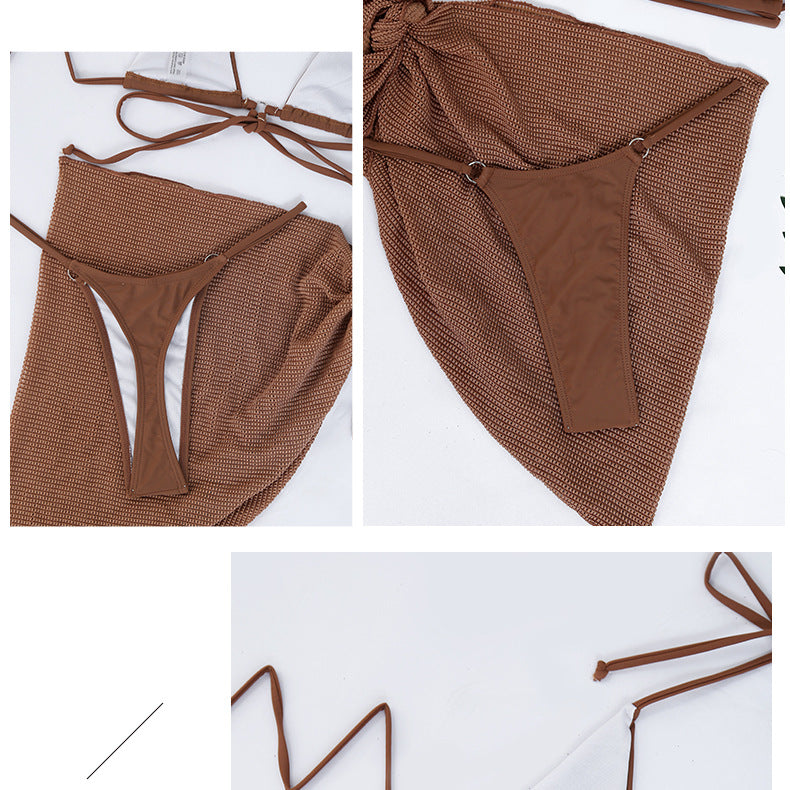 Üç Parçalı Askılı Şık Plaj Tatili Bikini