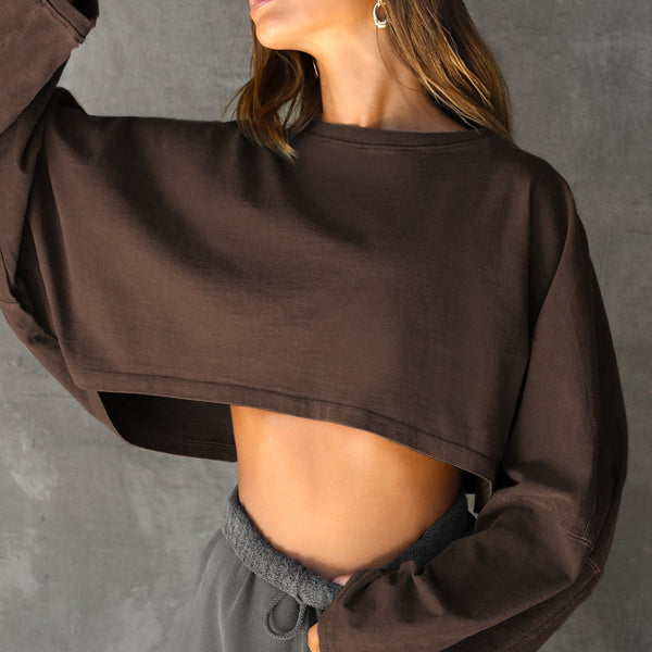 Karın Açık Oversize Örgü Sweatshirt