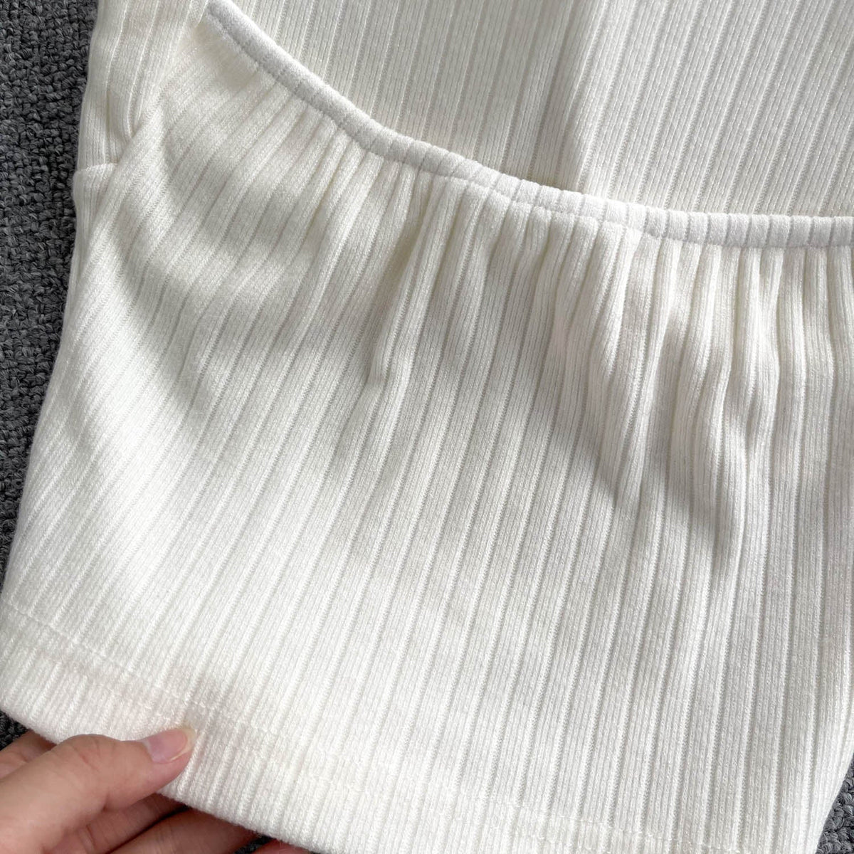 Choker ile Yastıklı Çizgili Örgü Üst