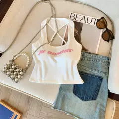 Hottie Monogram Baskılı Halter Üst