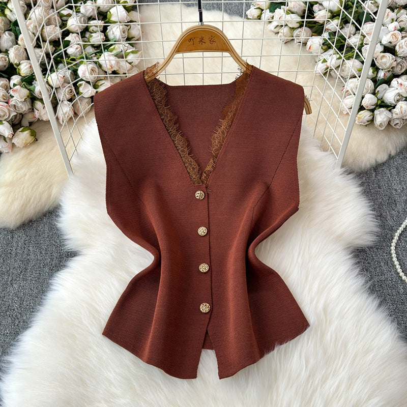 Dantel Patchwork Bel İncelten Yelek