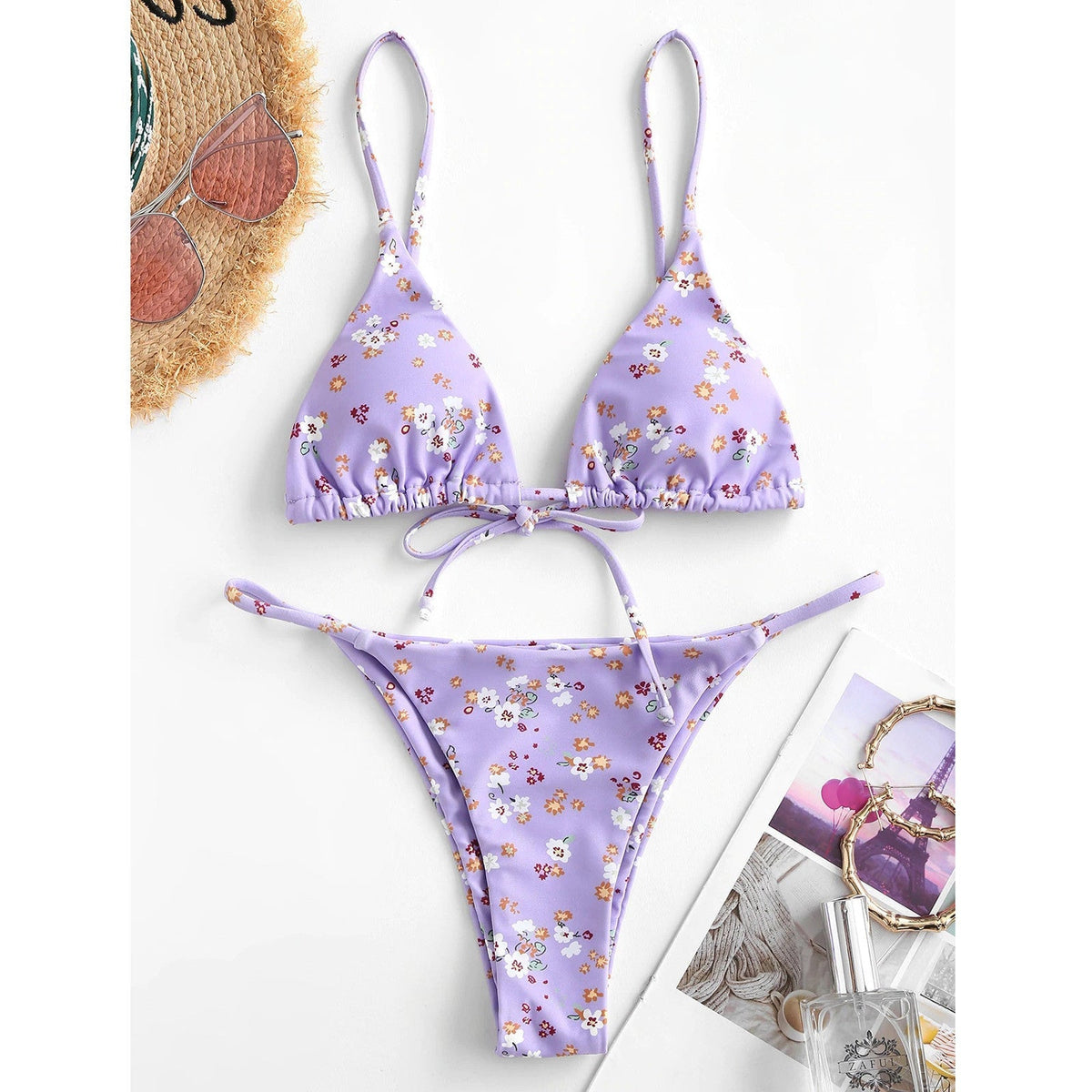 Vintage Baskılı Üç Parça Bikini