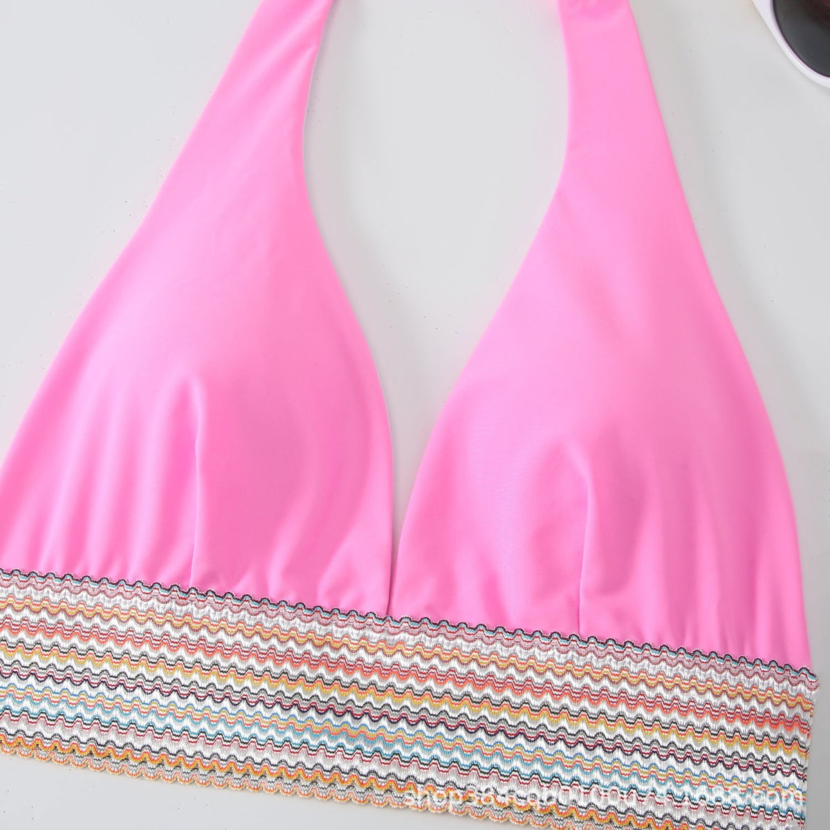 Sıkı Düz Renk Sırt Açık Bikini