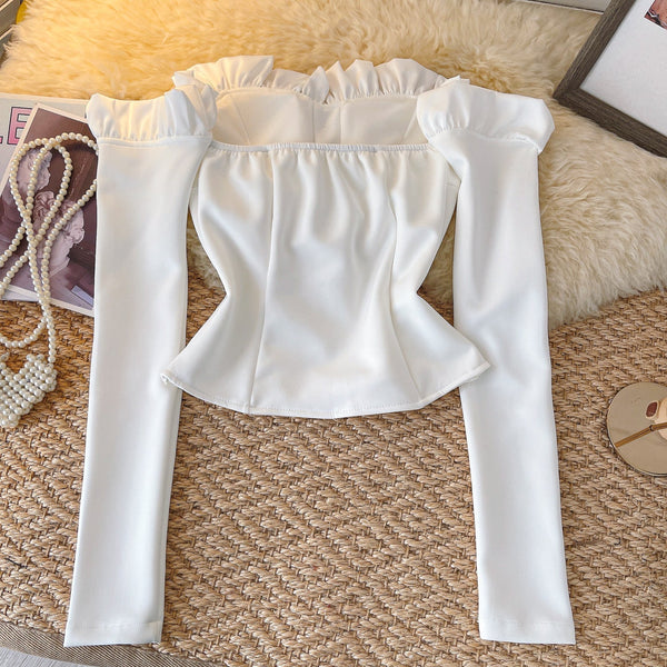 Niş Off-shoulder Rhinestone Düğmeli Üst