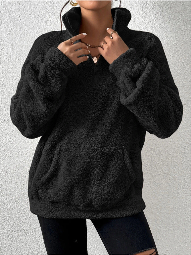Yüksek Yaka Yumuşak Polar Sweatshirt
