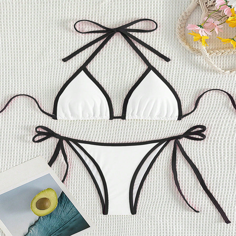 Renkli Seksi Yırtık Bikini Mayo
