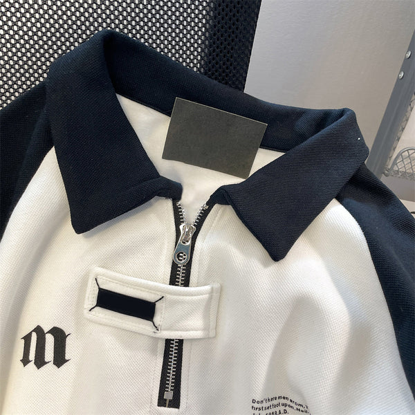 Üniforma Tarzı Polo Fermuarlı Sweatshirt