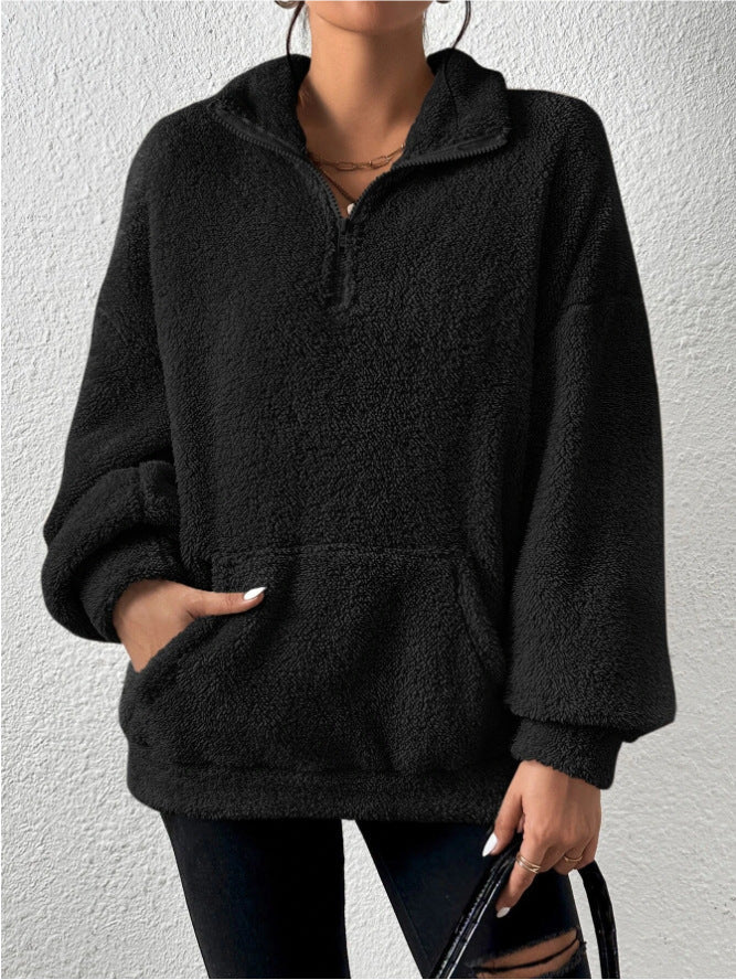 Yüksek Yaka Yumuşak Polar Sweatshirt