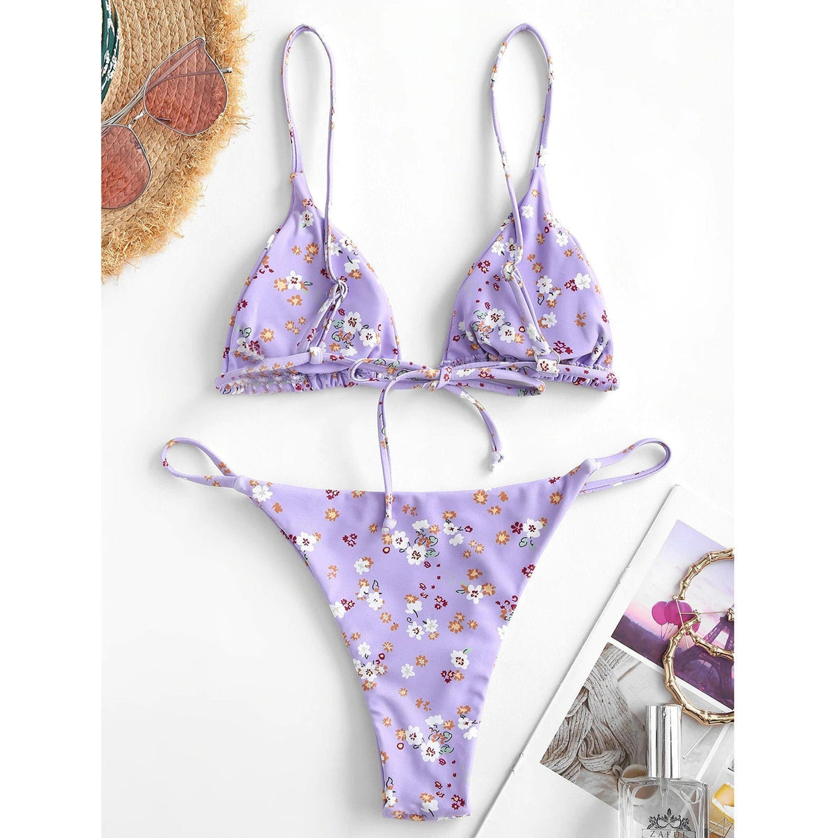 Vintage Baskılı Üç Parça Bikini