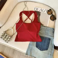 Hottie Monogram Baskılı Halter Üst