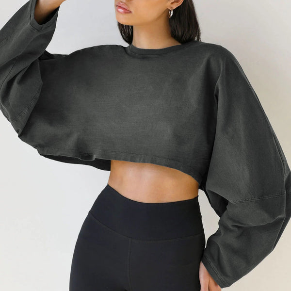 Karın Açık Oversize Örgü Sweatshirt