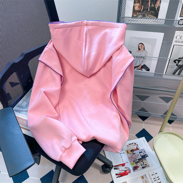 Niş Renk Bloklu Pembe Sweatshirt