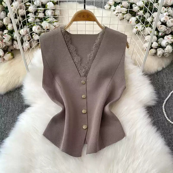 Dantel Patchwork Bel İncelten Yelek