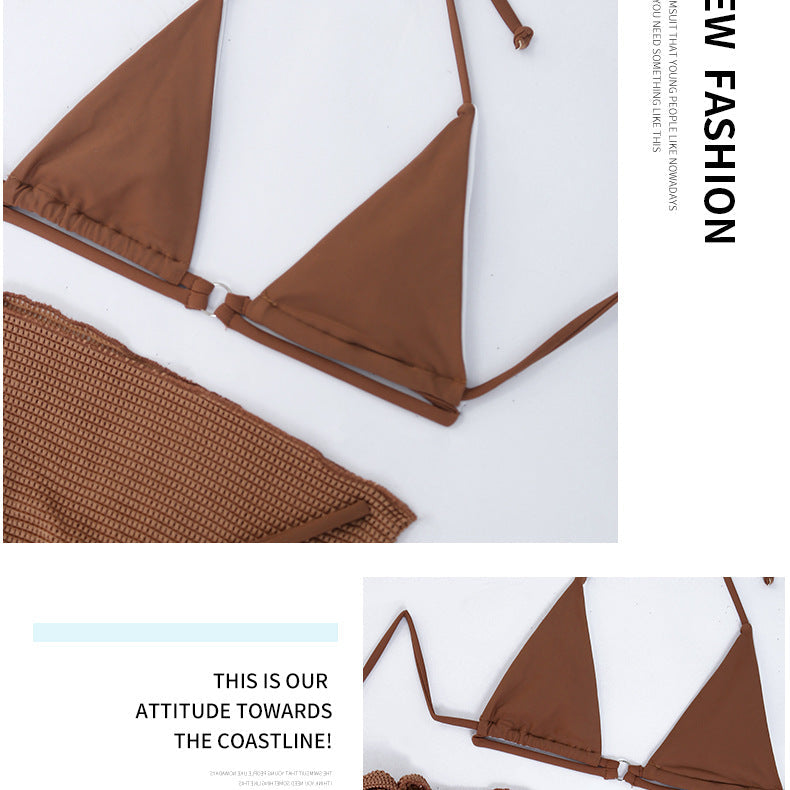 Üç Parçalı Askılı Şık Plaj Tatili Bikini