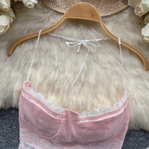 Sweetie Dantel Patchwork Halter Atlet