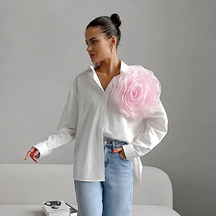 Luxe Button-Up Rahat Uzun Kollu Gömlek