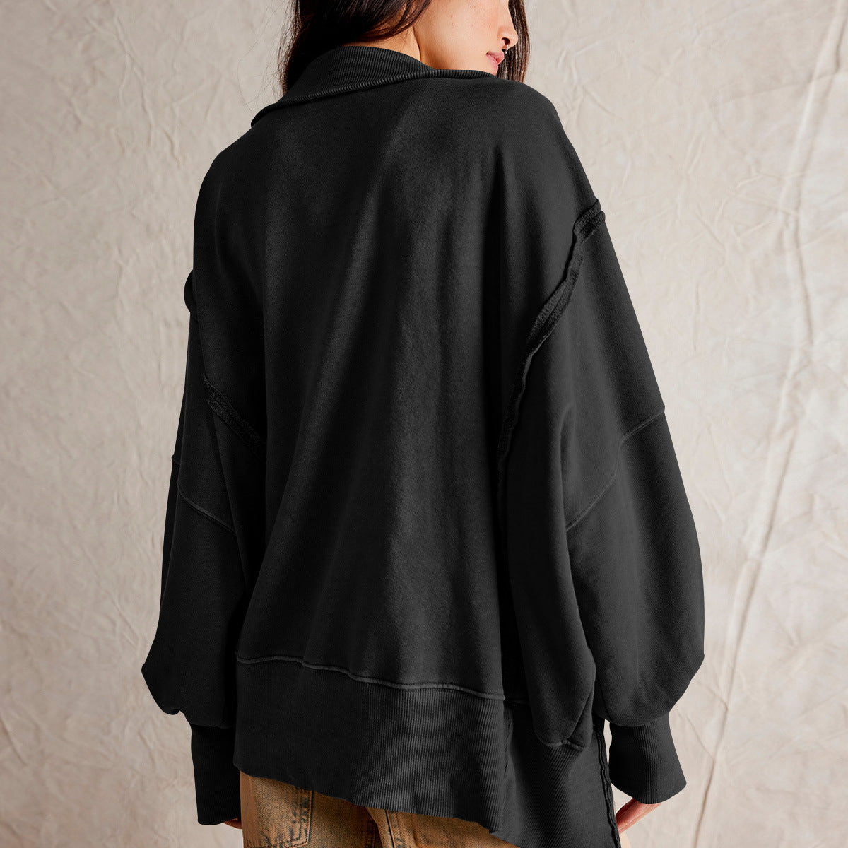 Oversize Yaka Kesik Sweatshirt