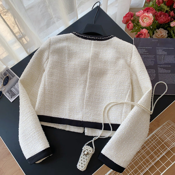 Yüksek Kalite Sıralı Fiyonklu Tweed Üst