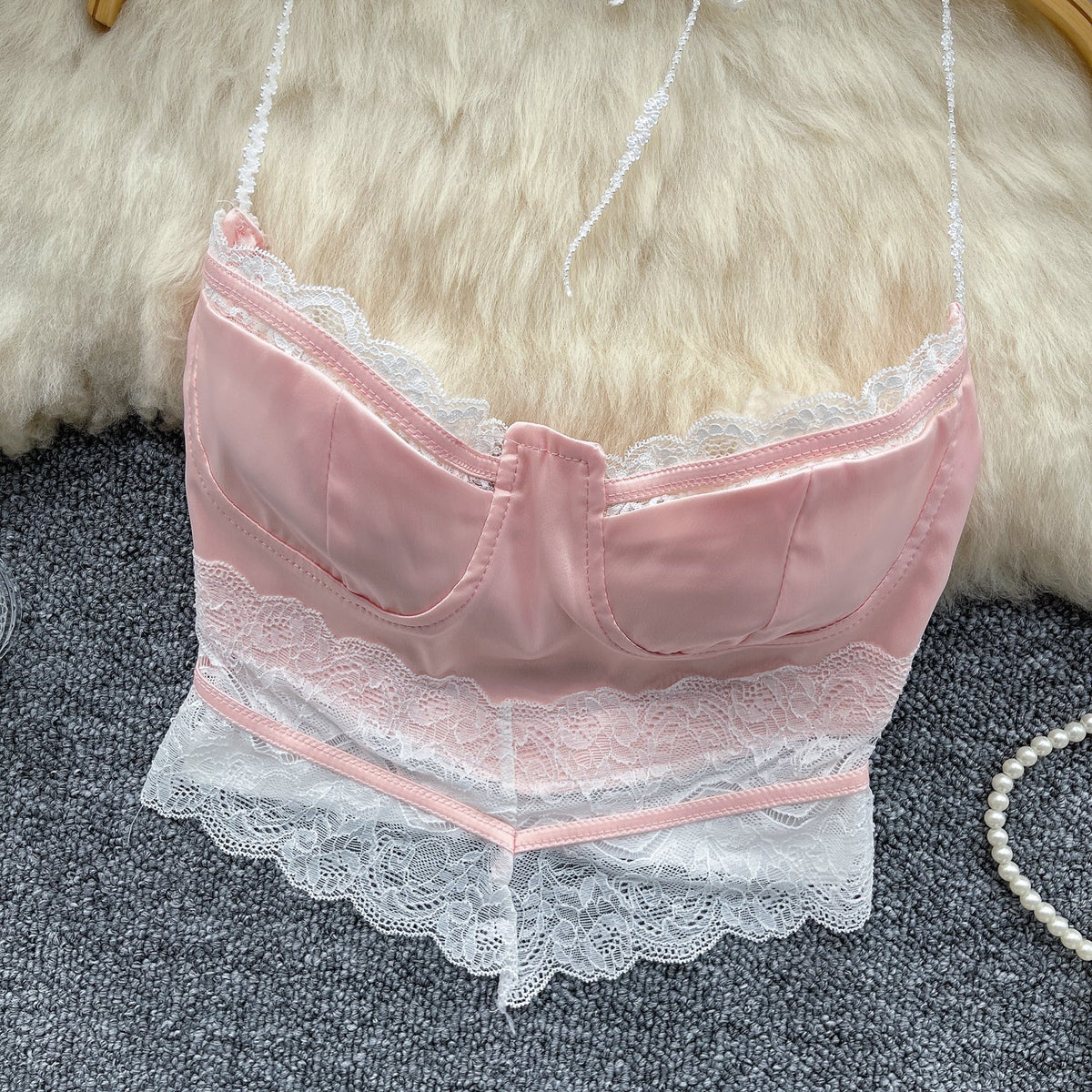 Sweetie Dantel Patchwork Halter Atlet