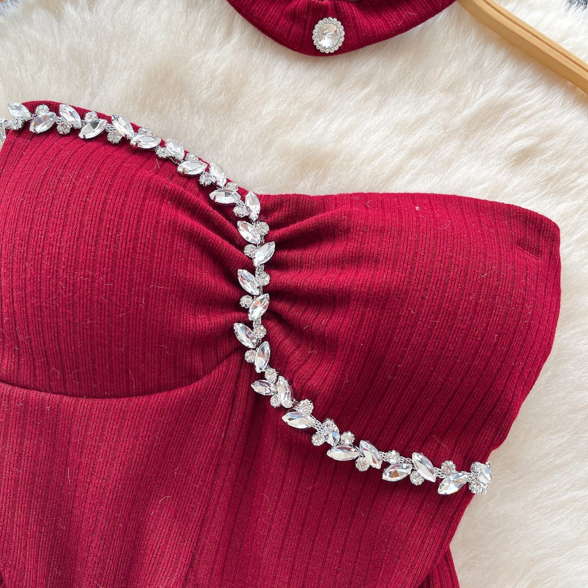 Boncuklu Yastıklı Üst ve Choker