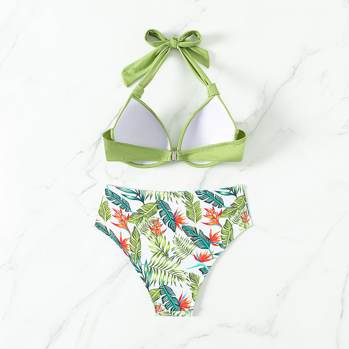 Düz Renkli Baskılı Mayo Plaj Bikini