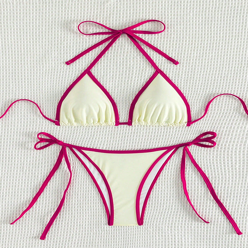 Renkli Seksi Yırtık Bikini Mayo