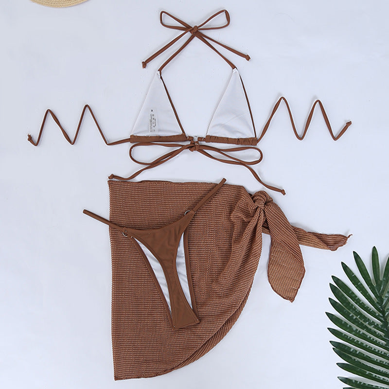 Üç Parçalı Askılı Şık Plaj Tatili Bikini