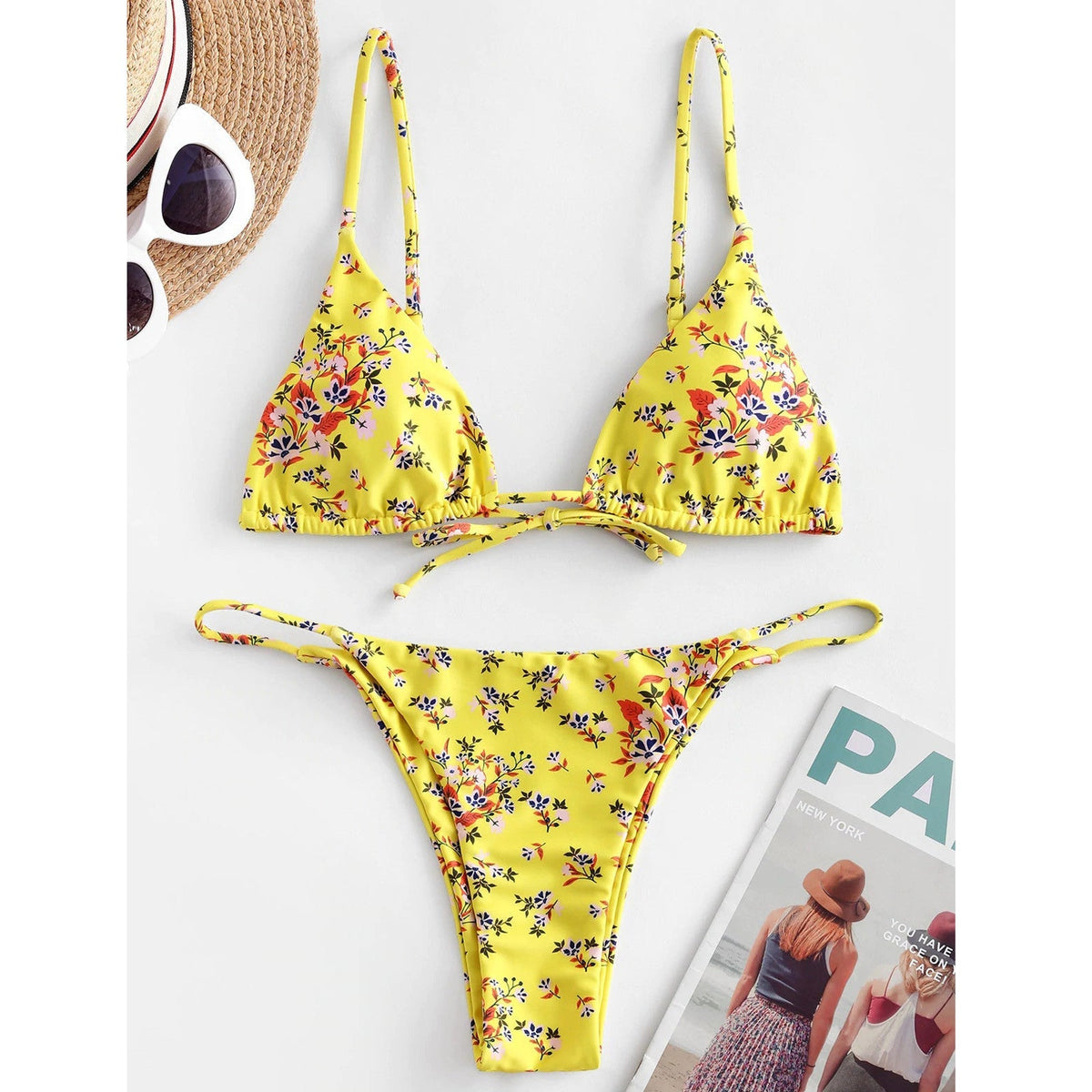 Vintage Baskılı Üç Parça Bikini