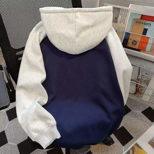 Basit Tasarım Patchwork Polar Kapşonlu Üst