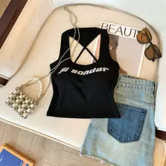 Hottie Monogram Baskılı Halter Üst