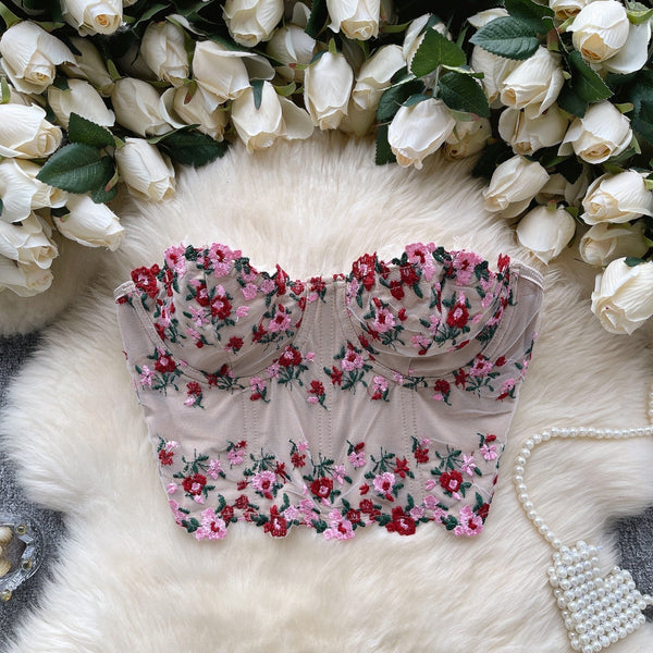 Off-shoulder Çiçek İşlemeli Dantel Bluz