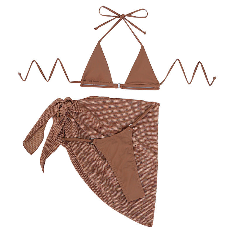 Üç Parçalı Askılı Şık Plaj Tatili Bikini