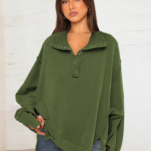 Oversize Yaka Kesik Sweatshirt