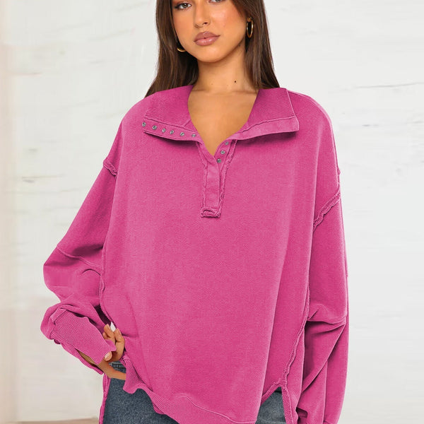 Oversize Yaka Kesik Sweatshirt