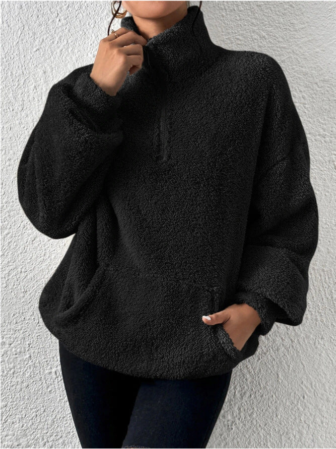 Yüksek Yaka Yumuşak Polar Sweatshirt
