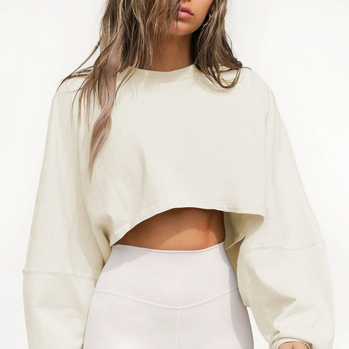 Karın Açık Oversize Örgü Sweatshirt