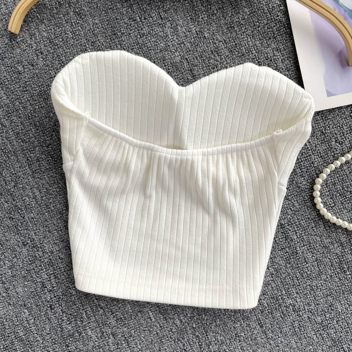 Choker ile Yastıklı Çizgili Örgü Üst