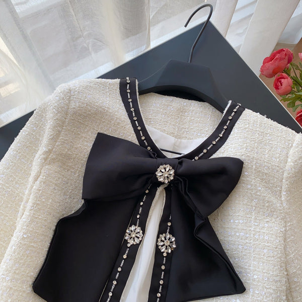 Premium Fiyonk Boncuklu Tweed Üst