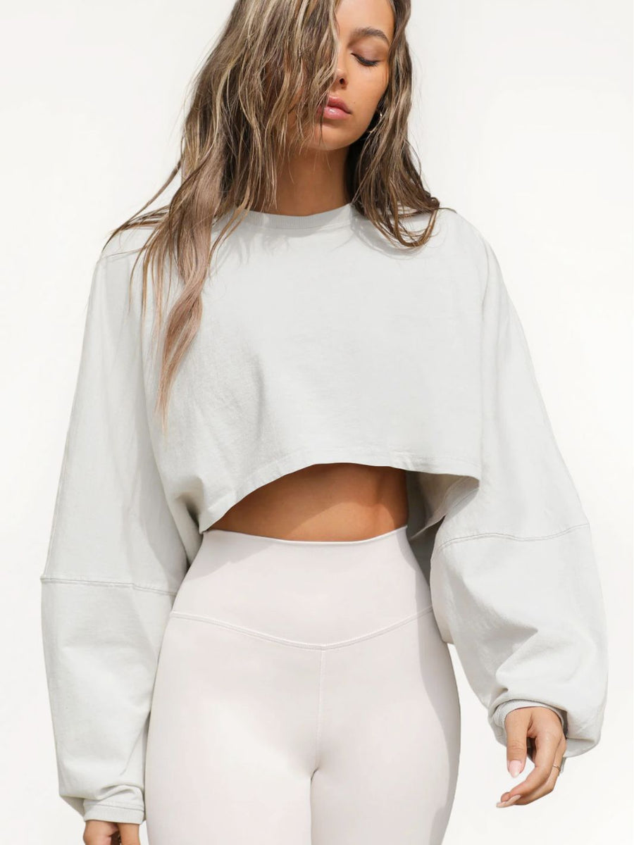 Karın Açık Oversize Örgü Sweatshirt